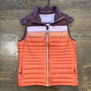 Cotopaxi Orange and Brown Sleeveless Puffer Vest